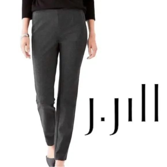 J. Jill Charcoal Grey Ponte Knit Classic Slim Straight Leg Trousers Size XS - Picture 1 of 10